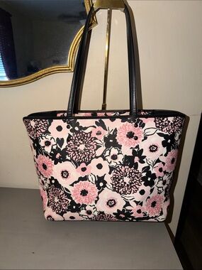 Floral Tote Bag in Pink and Black
